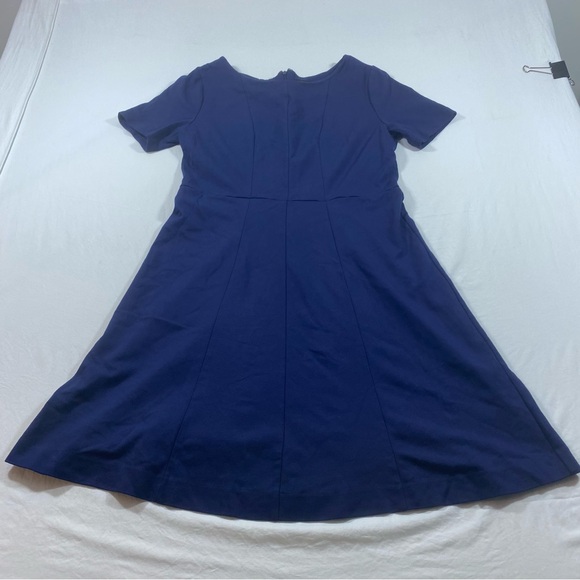 Ann Taylor Dresses & Skirts - Ann Taylor A line Dress Women 10 stretch Blue Short Sleeve Crew neck Back Zipper